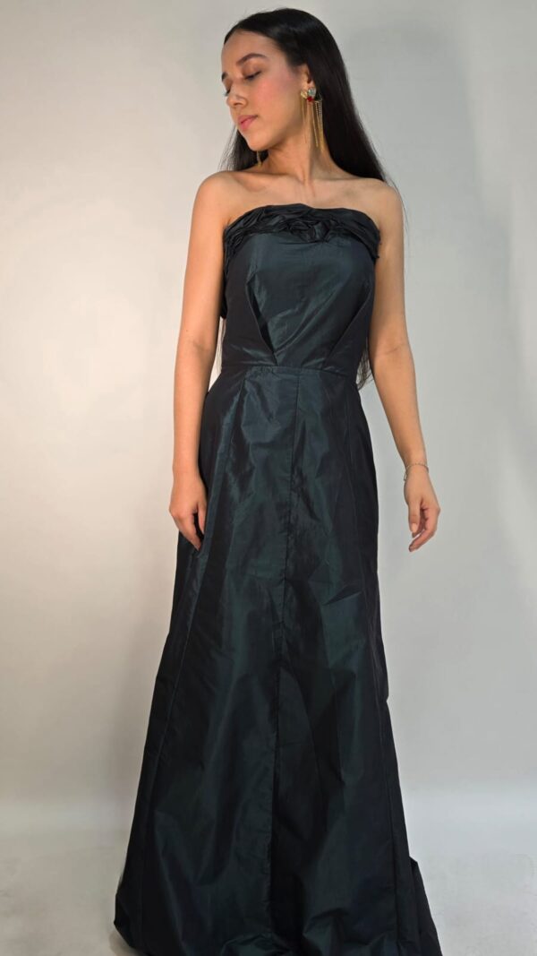 VESTIDO LONGO DE FESTA VERDE ESCURO - Image 2