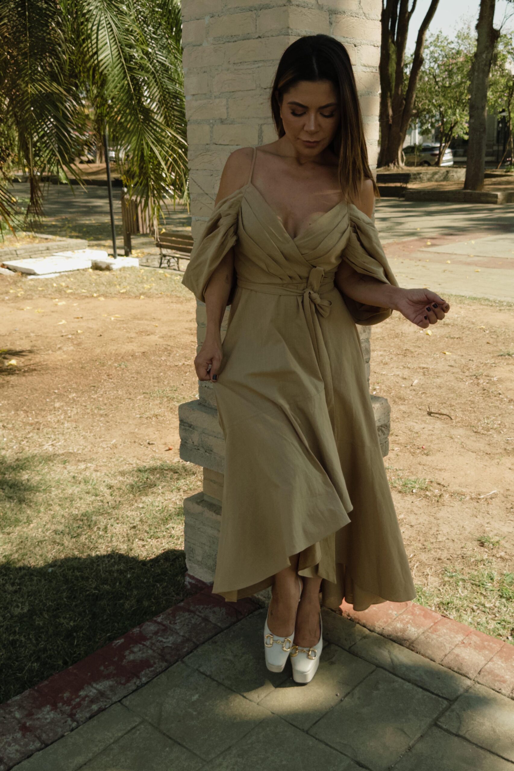 Vestido Bege Amarração Mais Um - Imagem 2